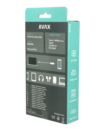 AVAX HB611 CONNECT+ 5in1 HUB Type C-HDMI(4k60Hz), Type C, 2xUSB 3.0, PD 100W HUB