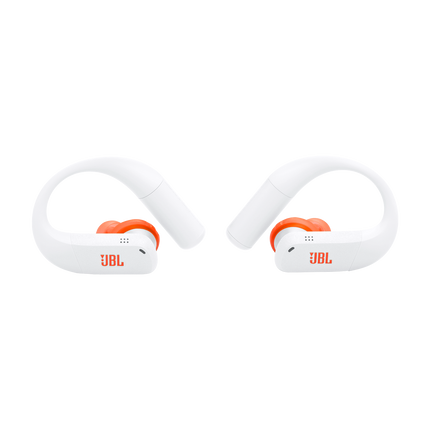 Спортни True Wireless слушалки JBL Endurance Peak 4, бял цвят, изглед отпред