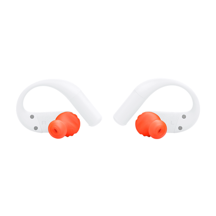Спортни True Wireless слушалки JBL Endurance Peak 4, бял цвят, изглед отзад