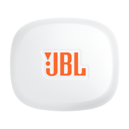 Спортни True Wireless слушалки с отворен дизайн JBL Endurance Zone, бял цвят, калъфът за зареждане отгоре