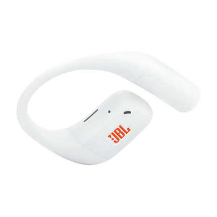 Спортни True Wireless слушалки с отворен дизайн JBL Endurance Zone, бял цвят, детайл на една слушалка