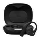 True Wireless слушалки с отворен дизайн JBL Sense Lite, черен цвят, слушалките и отвореният калъф за зареждане
