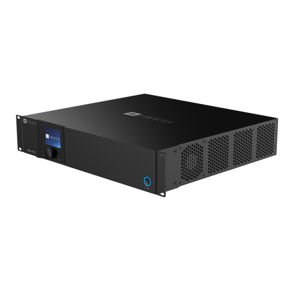 Amplificatorul JBL Synthesis SMA-4750 vazut din trei sferturi fata-dreapta, cu grilajele laterale de ventilatie