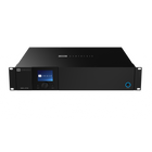 Amplificator JBL Synthesis SMA-4750 vazut din fata, cu ecran color, buton rotativ si urechi de rack