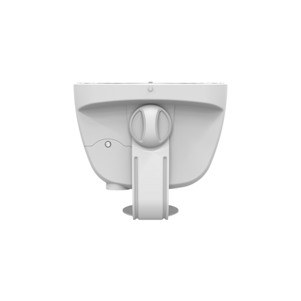 Profilul lateral al boxei Klipsch RSM-525 in alb, cu adancimea cu suportul montat