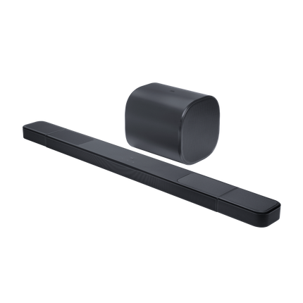 JBL Bar 1300MK2 и субуферът отгоре под ъгъл