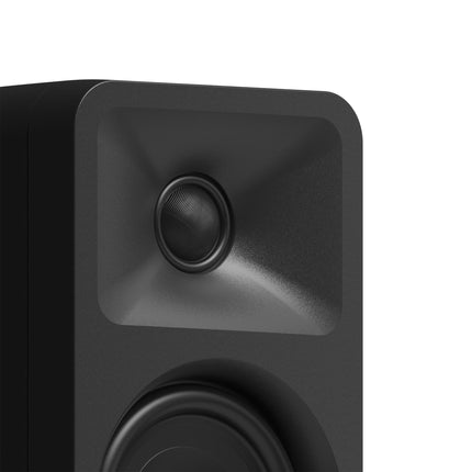Активни тонколони Kanto Audio ORA в черен цвят, детайл на туитъра с копринен купол