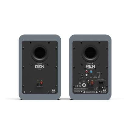Активни тонколони Kanto Audio REN в сив цвят, задните панели с входовете