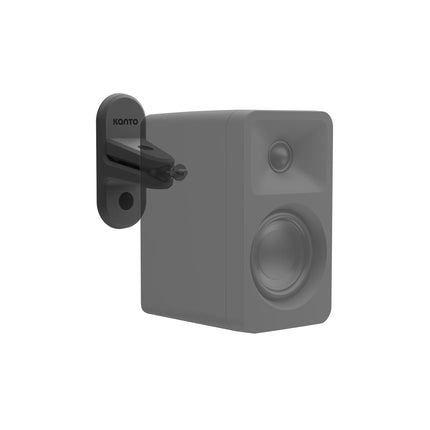 Тонколона, закрепена на черна стенна стойка Kanto Audio SPW3