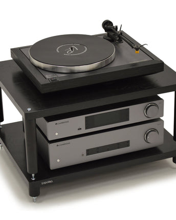 Rack Hi-Fi Atacama Apollo Storm 6 Two Shelf Vinyl Storage Module, Premium Black Edition, 60cm latime, variante culori - White Legs / Black Legs