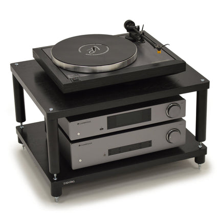 Rack Hi-Fi Atacama Apollo Storm 6 Two Shelf Vinyl Storage Module, Premium Black Edition, 60cm latime, variante culori - White Legs / Black Legs