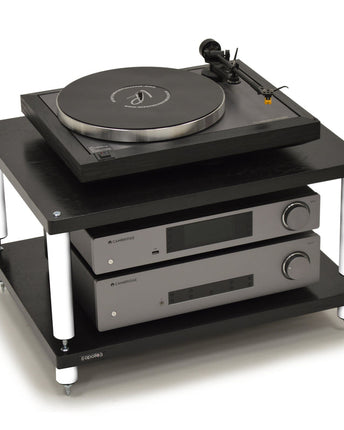 Rack Hi-Fi Atacama Apollo Storm 6 Two Shelf Vinyl Storage Module, Premium Black Edition, 60cm latime, variante culori - White Legs / Black Legs