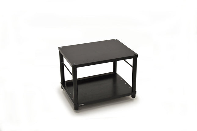 Rack Hi-Fi Atacama Apollo Storm 6 Two Shelf Vinyl Storage Module, Premium Black Edition, 60cm latime, variante culori - White Legs / Black Legs