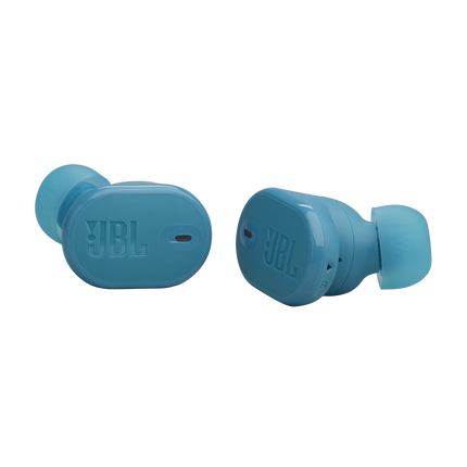Слушалки JBL Tune Buds 2 (тюркоазено): двете слушалки, изглед под ъгъл