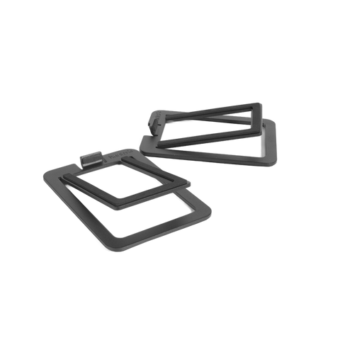 Pereche de standuri de birou Kanto S2 negre, decupate pe fundal transparent