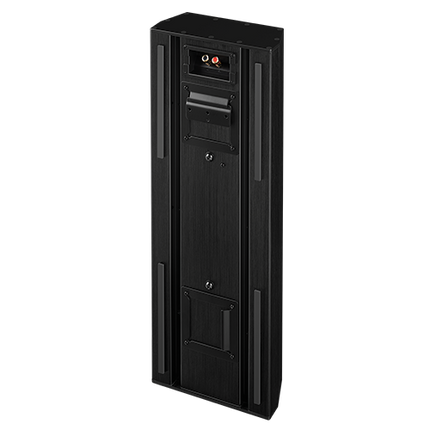 Spatele boxei JBL Synthesis SCL-9 in unghi de trei sferturi, cu sistemul de prindere pe perete