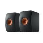 KEF LS50 Wireless II, finisaj Carbon Black, vedere din față și lateral