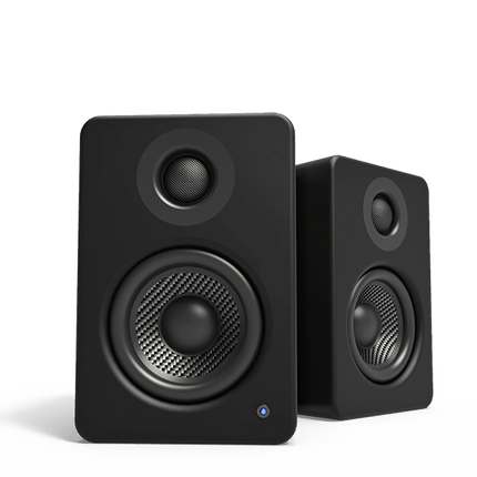 Черни активни тонколони Kanto Audio YU2, чифтът под ъгъл