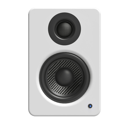Бяла тонколона Kanto Audio YU2 отпред, с туитъра и уофъра
