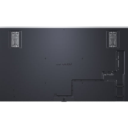 Spatele televizorului LG OLED evo AI G61LW, cu placile de prindere si canalul pentru cabluri