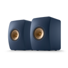 KEF LS50 Meta, finisaj Blue, vedere din față și lateral