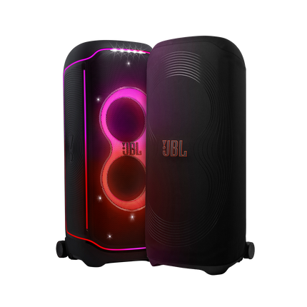 Калъфът JBL PartyCover Ultimate до JBL PartyBox Ultimate със светлини