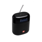 Черното радио JBL Tuner XL под ъгъл, с вдигната антена