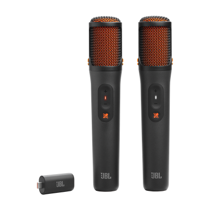 Двата микрофона JBL EasySing Mics и USB-C донгълът