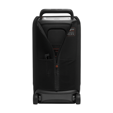 Калъфът JBL PartyCover 520 отзад, с отворен цип към панела на тонколоната