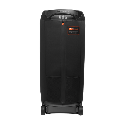 Калъфът JBL PartyCover 720 отзад, със затворен цип и етикет