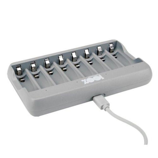 Incarcator acumulatori 100% PeakPower PowerBank USB LCD Charger 8 sloturi ambalaj carton, charger USB