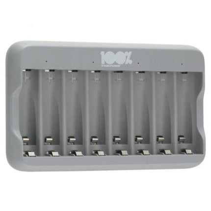 Incarcator acumulatori 100% PeakPower PowerBank USB LCD Charger 8 sloturi ambalaj carton, charger USB