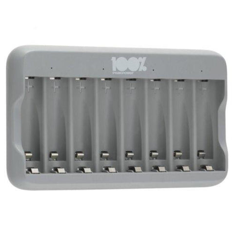 Incarcator acumulatori 100% PeakPower PowerBank USB LCD Charger 8 sloturi ambalaj carton, charger USB