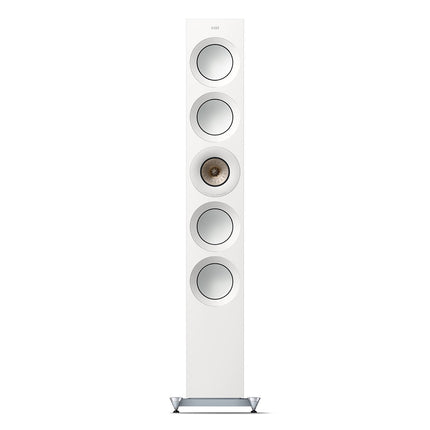 KEF Reference 5 Meta, finisaj High Gloss White / Champagne, vedere din față