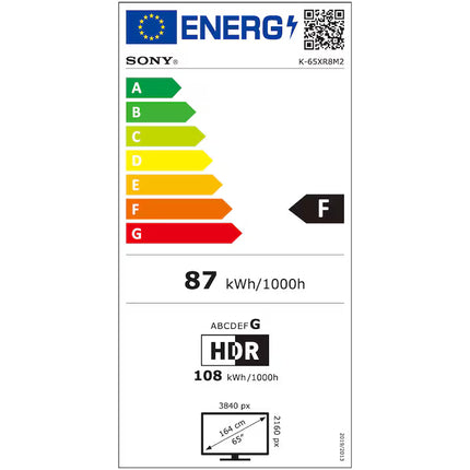 Televizor Sony BRAVIA 8M2 OLED 65XR8M2, 164 cm, Smart Google TV, 4K Ultra HD, 100 Hz, Clasa F (Model 2025)