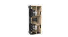 Sectiune prin subwooferul JBL Synthesis SSW-1, cu consolidarile interne, cele doua woofere in camere separate si portul Slipstream