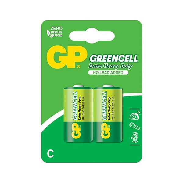 Батерии GP GREENCELL C (R14), 1.5V, блистер 2бр.