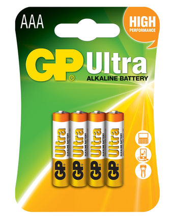 Батерии GP Ultra Alkaline AAA (LR03), блистер 4бр