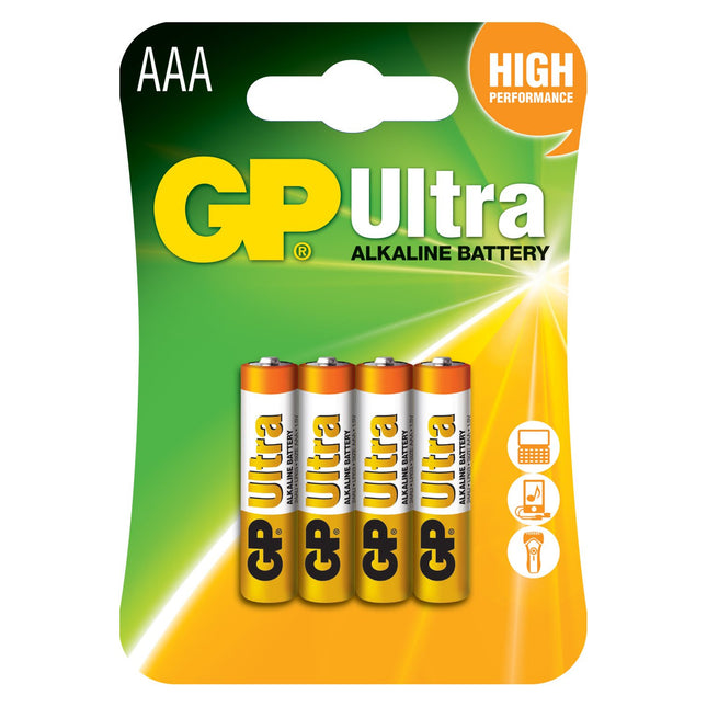 Батерии GP Ultra Alkaline AAA (LR03), блистер 4бр