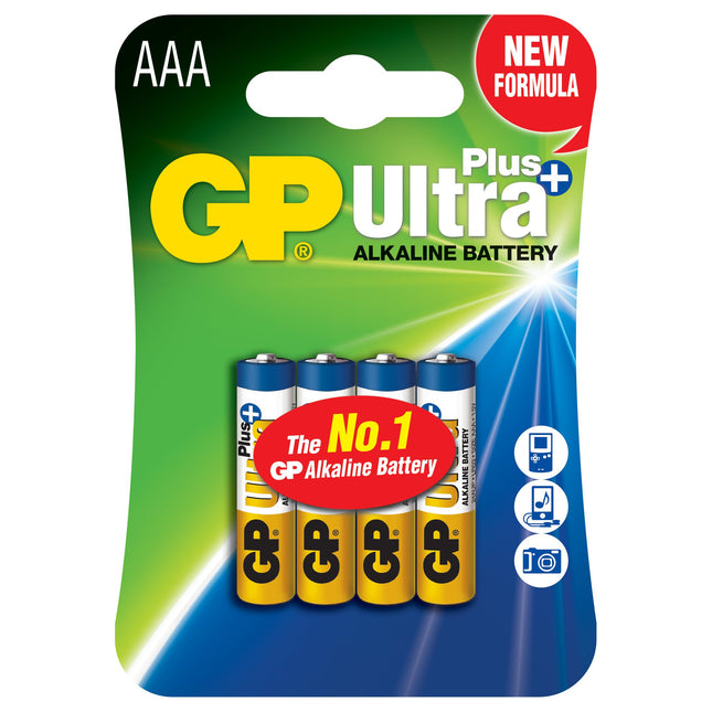 Батерии GP Ultra Plus Alkaline AAA (LR03), блистер 4бр
