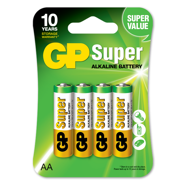 Батерии GP Super Alkaline AA (LR6), блистер 4бр