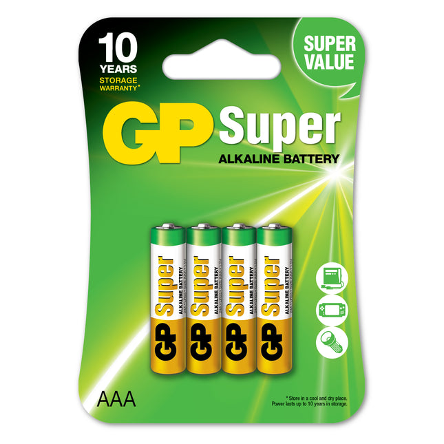 GP Super Alkaline AAA батерии (LR03), блистер 4бр
