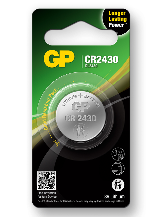 Литиеви батерии GP Lithium CELL CR2430, 3V, блистер 1 бр.