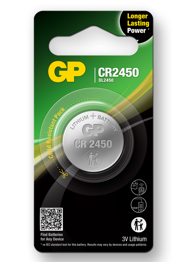 Литиеви батерии GP Lithium CELL CR2450, 3V, блистер 1 бр.