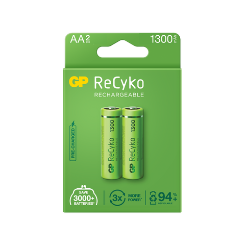 Акумулаторни батерии GP ReCyko AA 1300mAh (R6), рециклируеми опаковки 2бр.