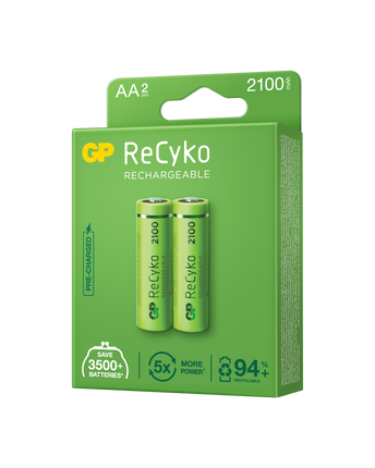 Акумулаторни батерии GP ReCyko AA 2100mAh (R6), рециклируеми опаковки 2бр.