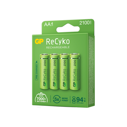 Акумулаторни батерии GP ReCyko AA 2100mAh (R6), рециклируеми опаковки 4бр.