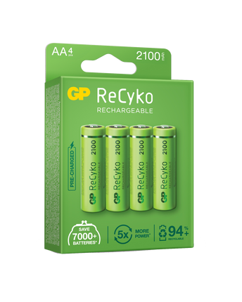 Акумулаторни батерии GP ReCyko AA 2100mAh (R6), рециклируеми опаковки 4бр.