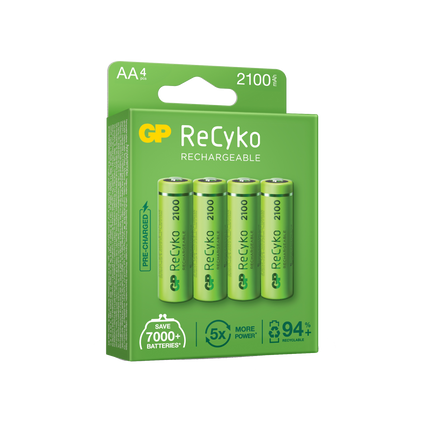 Акумулаторни батерии GP ReCyko AA 2100mAh (R6), рециклируеми опаковки 4бр.