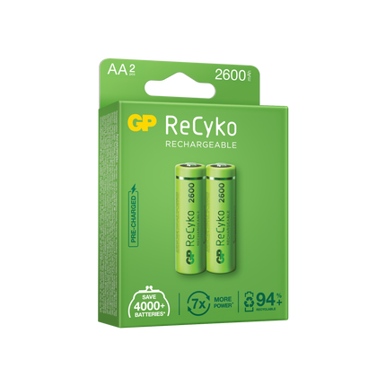 Акумулаторни батерии GP ReCyko AA 2600mAh (R6), рециклируеми опаковки 2бр.